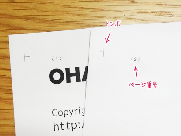 ページ番号付き型紙