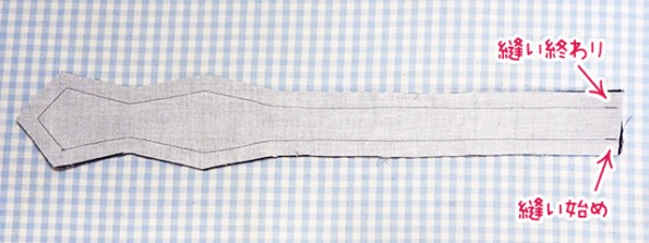 ネクタイを中表で縫う