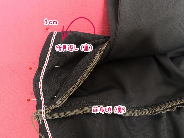 後見返しの裏側から縫う